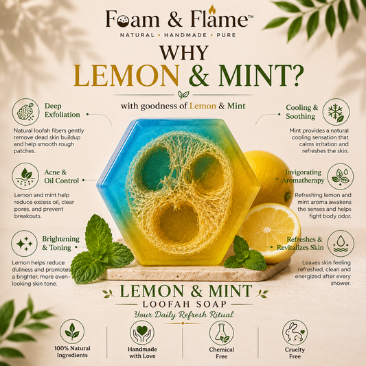Lemon & Mint Loofah Handmade Soap (115 gm)