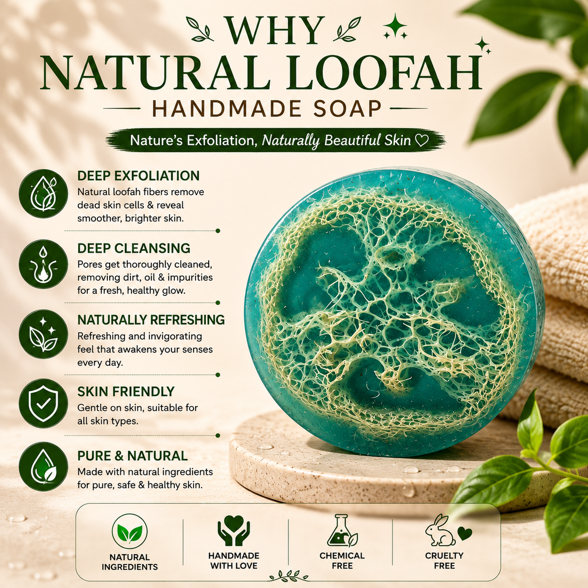 Natural Loofah Handmade Soap (115 gm)