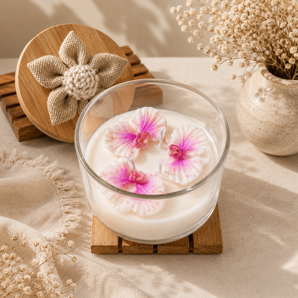Orchid Floral Candle