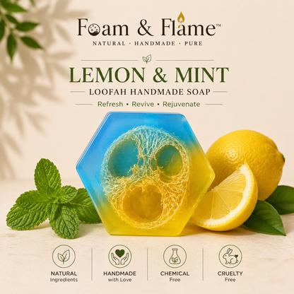 Lemon & Mint Loofah Handmade Soap (115 gm)