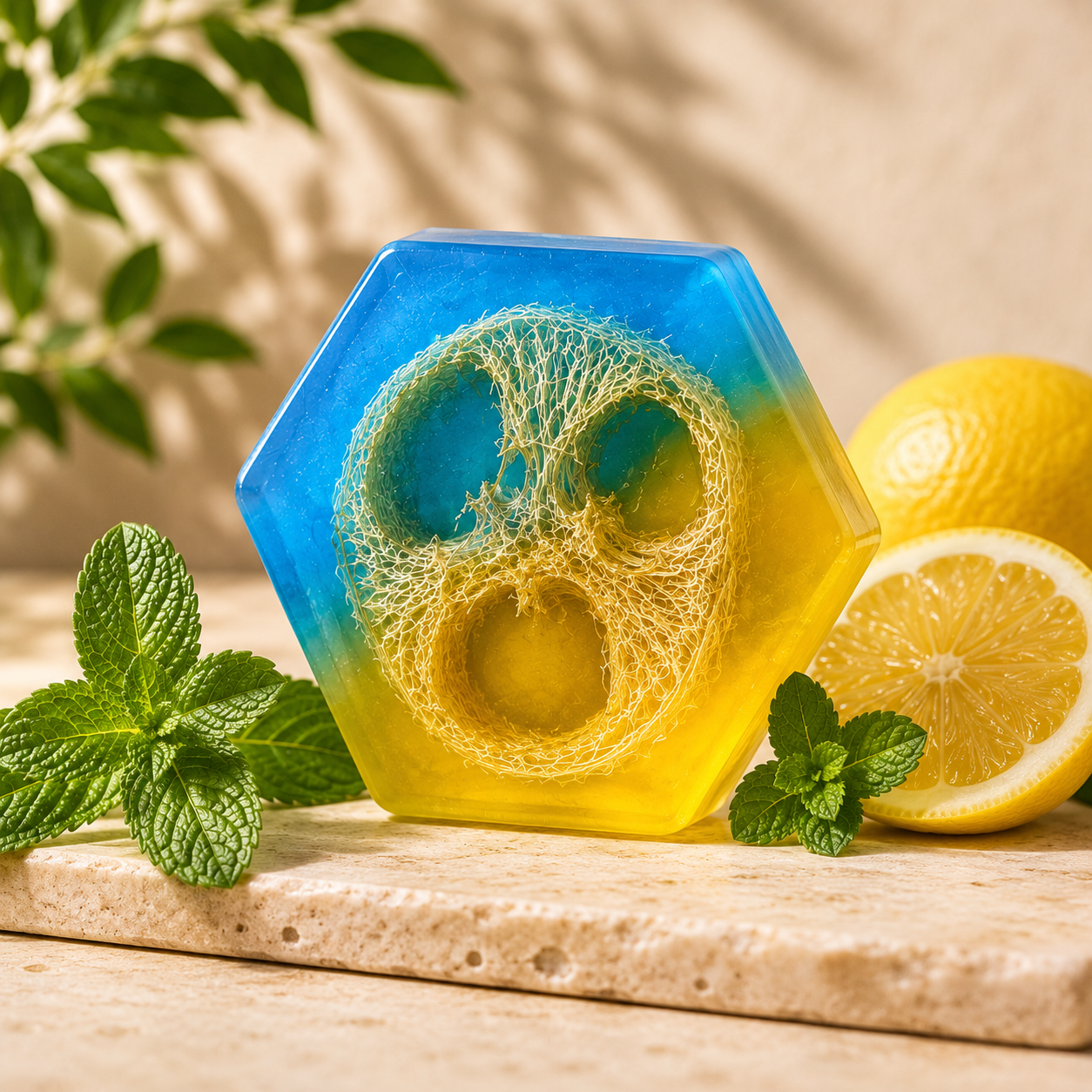 Lemon & Mint Loofah Handmade Soap (115 gm)