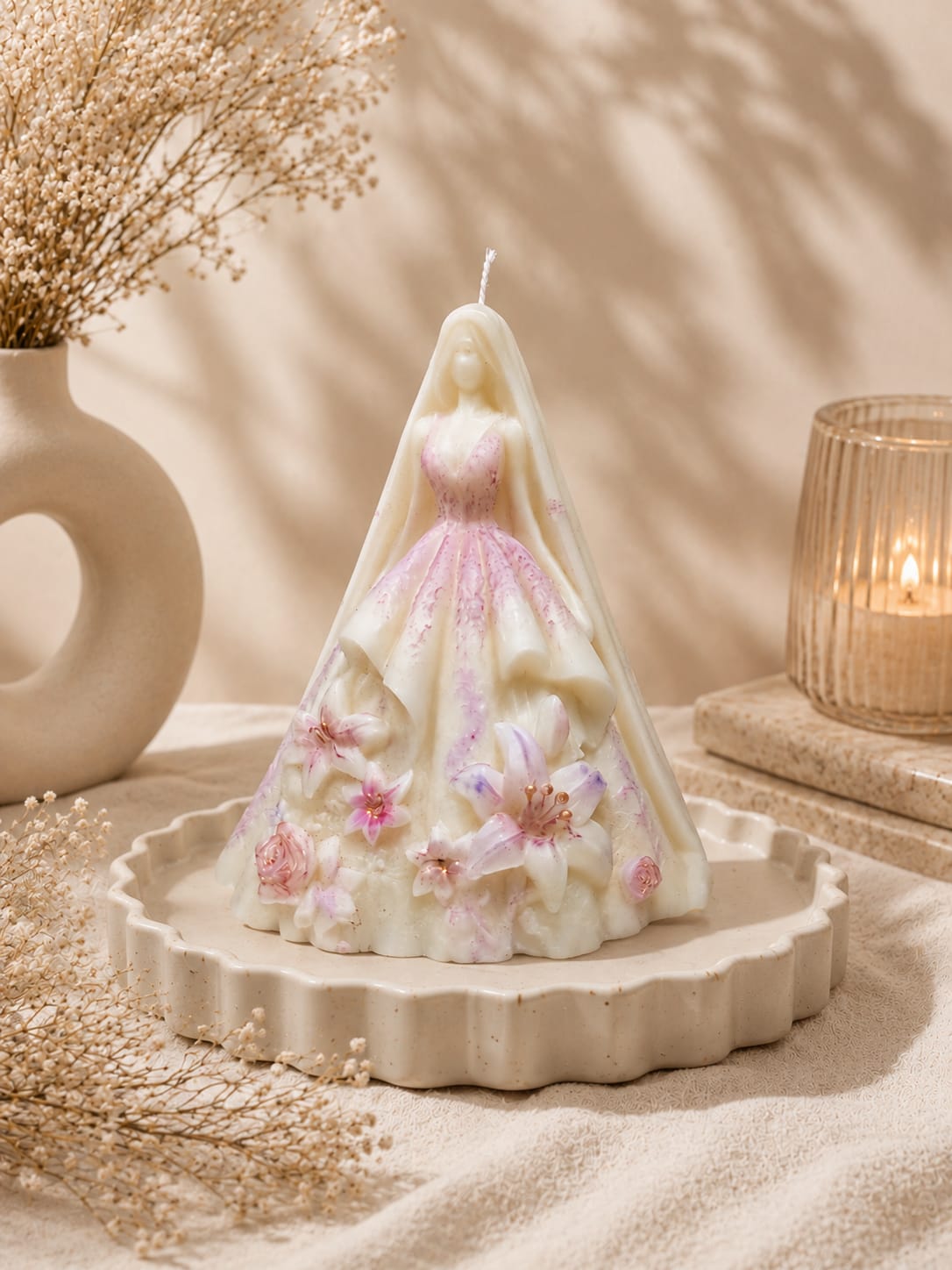 Elegant Bride Figurine Candle | Decorative Wedding Candle